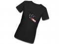 Ladies Large Black Fitted T Red Logo