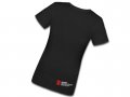 Ladies Small Black Fitted T Red Logo