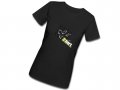 Ladies Small Black Fitted T Yellow Logo