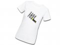 Ladies Large White Fitted T Yellow Logo