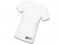 Ladies Small White Fitted T Yellow Logo
