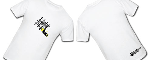 Men's Large White T-Shirt Yellow Logo