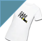Ladies White Fitted T-Shirt Yellow Logo