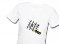 Ladies Small White Fitted T Yellow Logo  