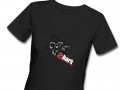 Ladies Small Black Fitted T Red Logo  